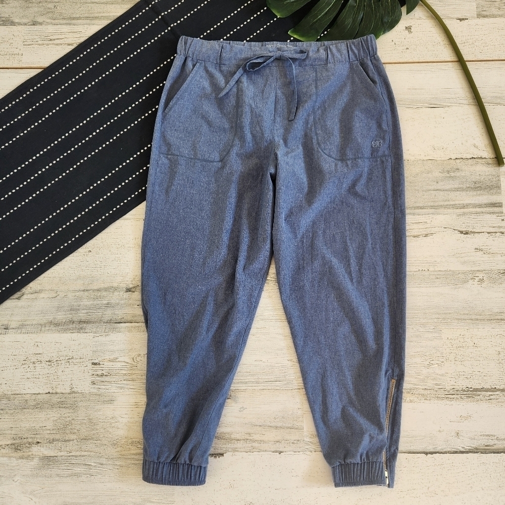 Albion Fit Jetsetters Zipper Ankle Joggers French Blue Size Small Petite - Picture 3 of 7